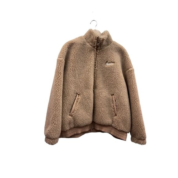 NWT Nike Swoosh Tan Sherpa Bomber Jacket XL - Picture 4 of 16